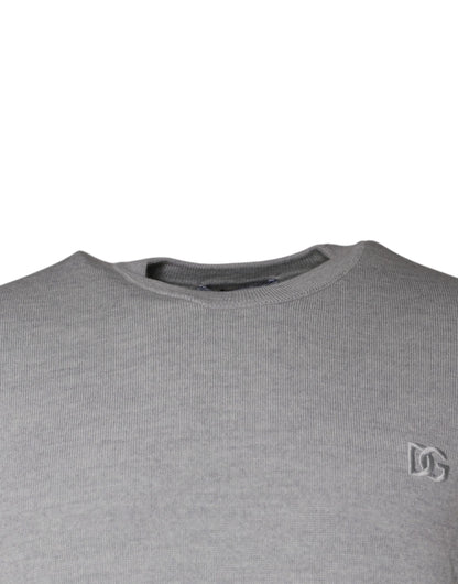 Dolce &amp; Gabbana Jersey de lana gris claro con cuello redondo