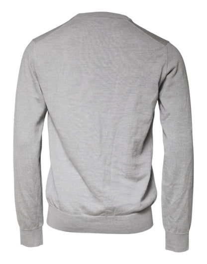 Dolce &amp; Gabbana Jersey de lana gris claro con cuello redondo