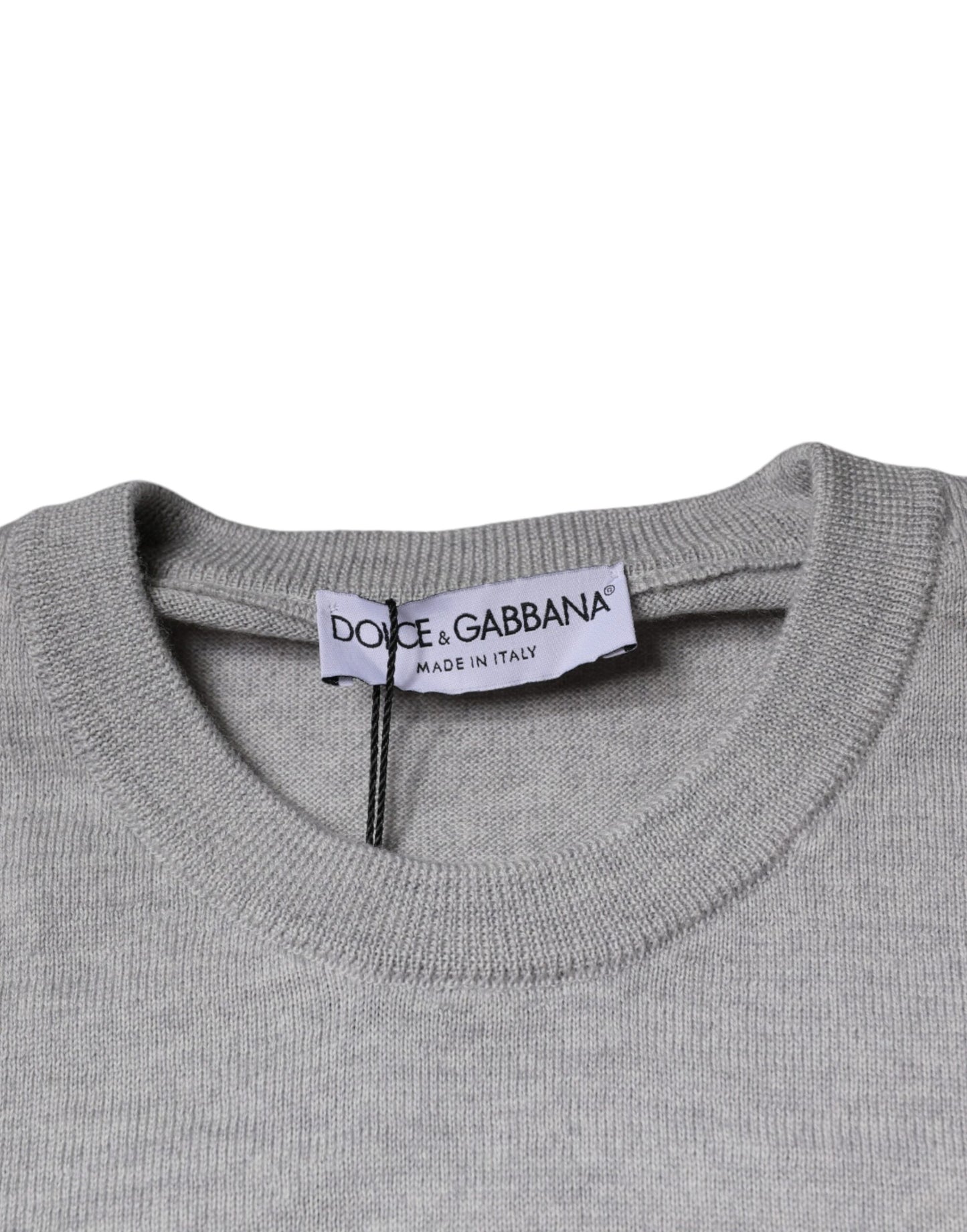 Dolce &amp; Gabbana Jersey de lana gris claro con cuello redondo