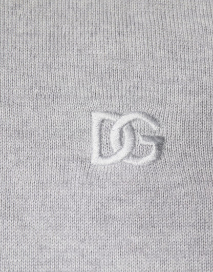 Dolce &amp; Gabbana Jersey de lana gris claro con cuello redondo