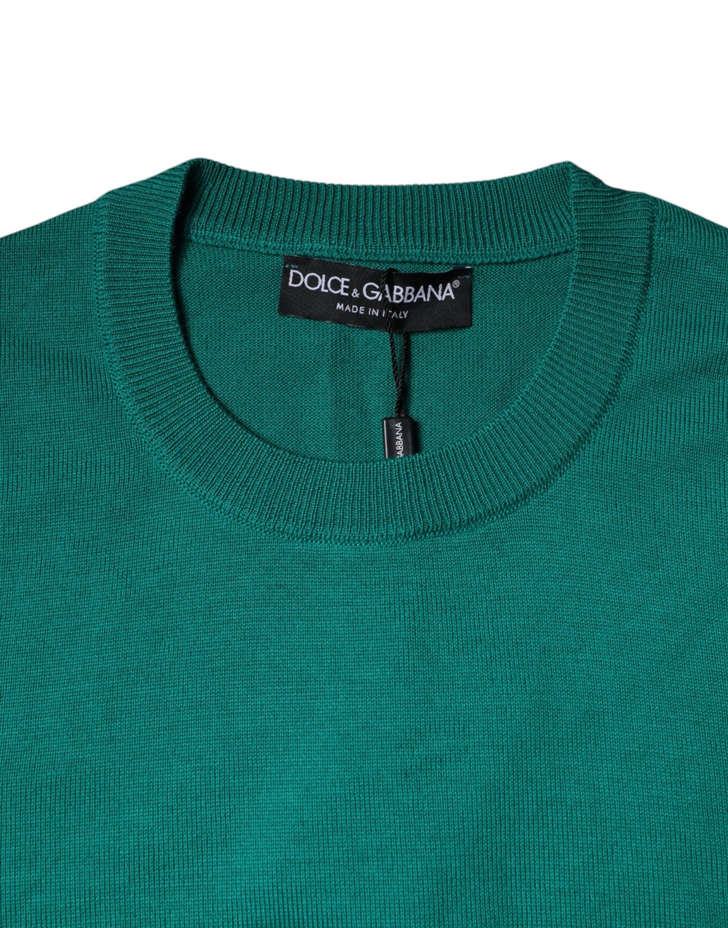 Dolce &amp; Gabbana Green Wool Knit Crew Neck Pullover Sweater