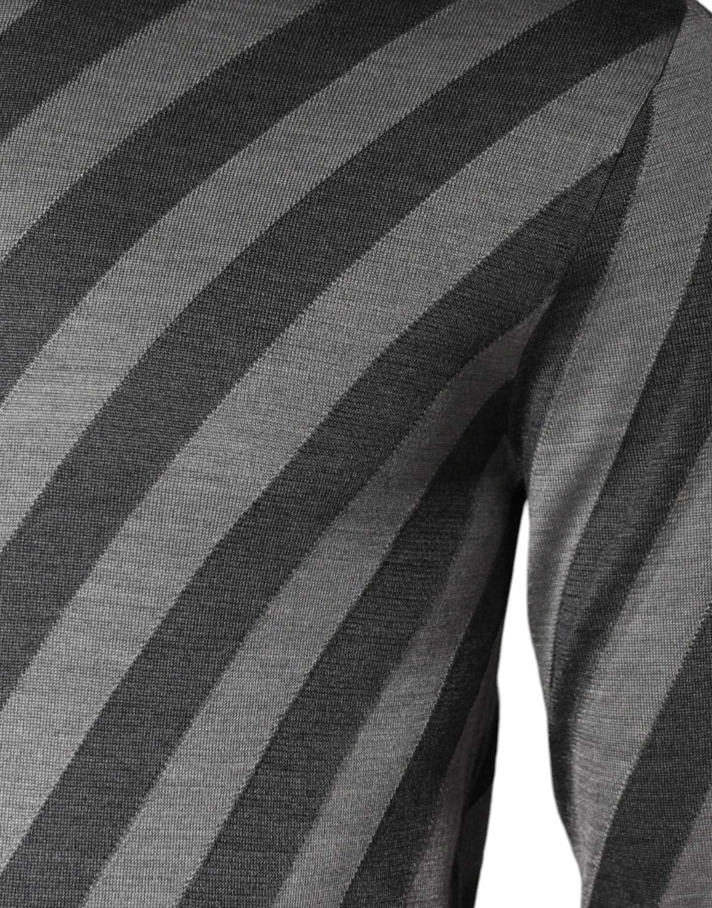 Dolce &amp; Gabbana Gray Stripes Long Sleeve Round Neck Pullover Sweater