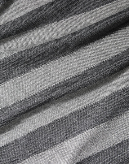 Dolce &amp; Gabbana Gray Stripes Long Sleeve Round Neck Pullover Sweater