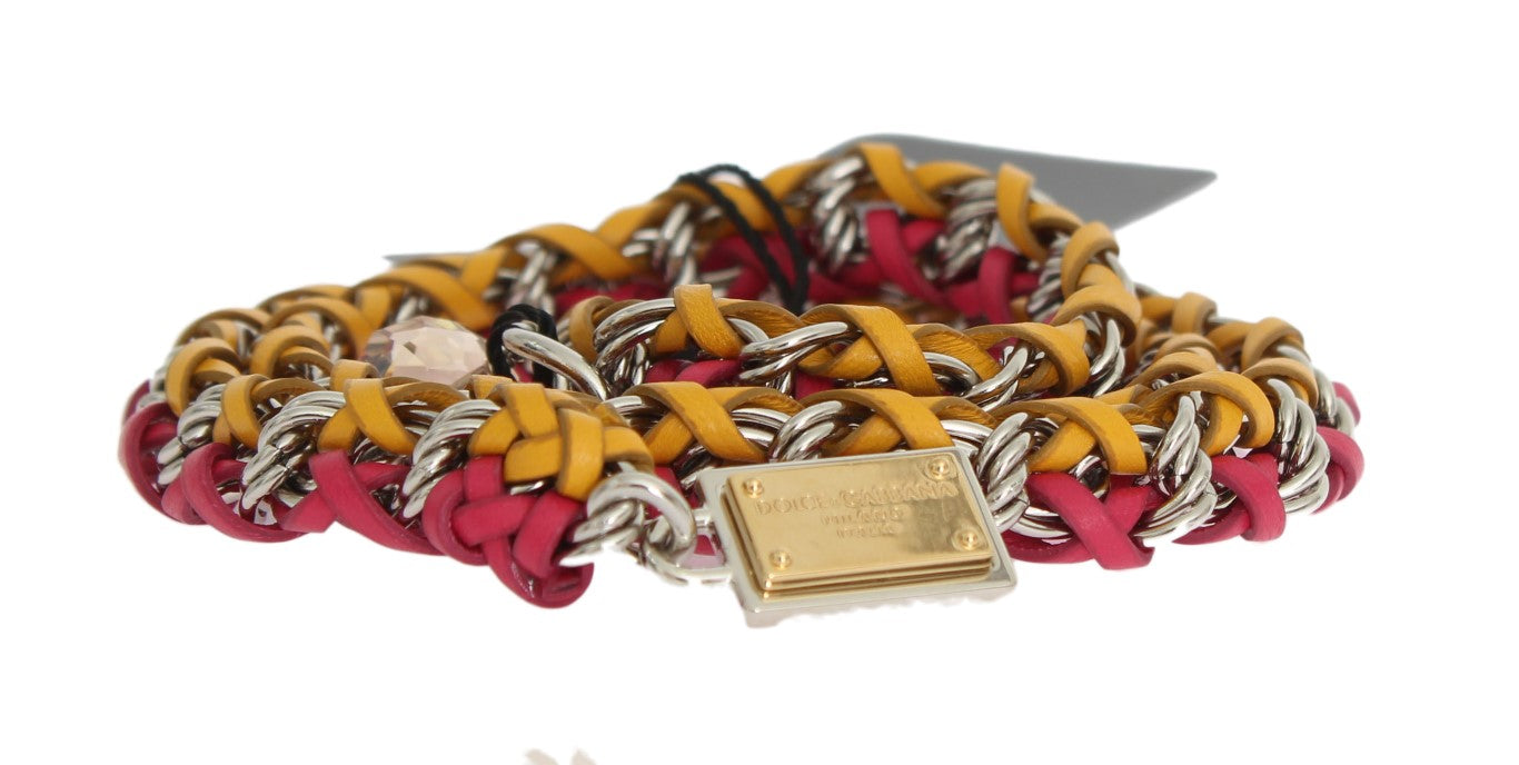 Dolce &amp; Gabbana Elegante cinturón multicolor con adornos de cristales