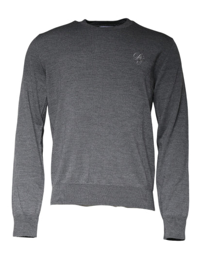 Dolce &amp; Gabbana Jersey de lana gris oscuro con cuello redondo