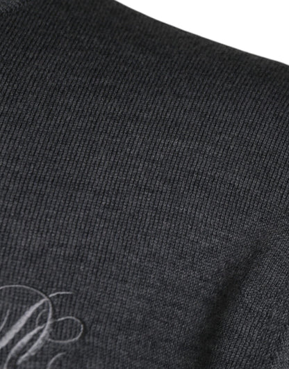 Dolce &amp; Gabbana Jersey de lana gris oscuro con cuello redondo