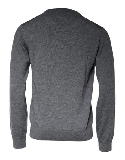 Dolce &amp; Gabbana Jersey de lana gris oscuro con cuello redondo