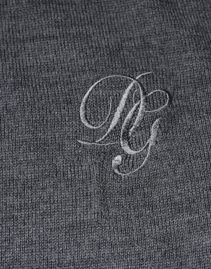 Dolce &amp; Gabbana Jersey de lana gris oscuro con cuello redondo