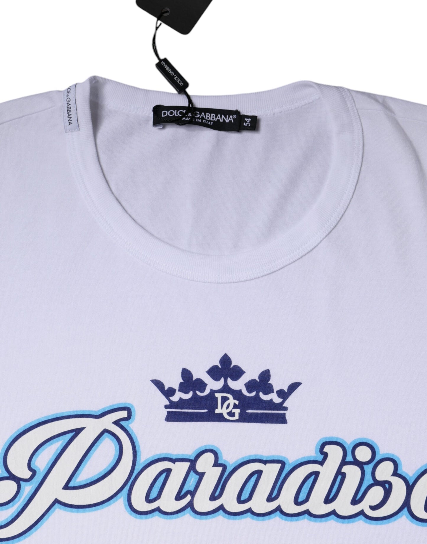 Dolce &amp; Gabbana Camiseta blanca de manga corta de algodón Paradiso