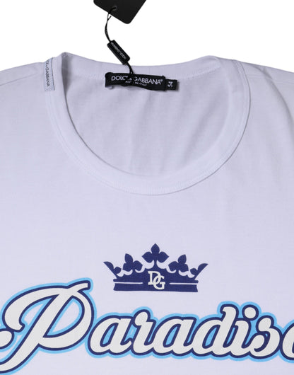 Dolce &amp; Gabbana Camiseta blanca de manga corta de algodón Paradiso