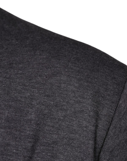 Dolce &amp; Gabbana Camiseta gris con cuello redondo y parche del logo en algodón