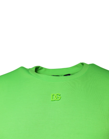 Dolce &amp; Gabbana Camiseta verde de manga corta con cuello redondo y logo