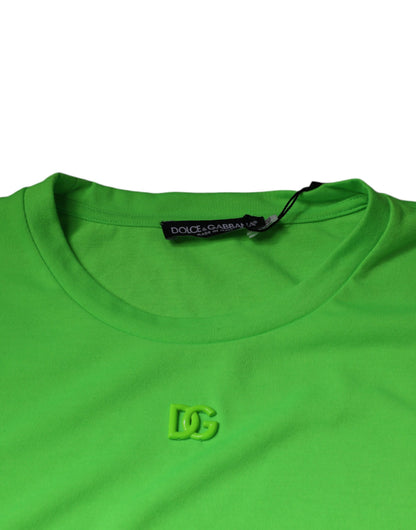 Dolce &amp; Gabbana Camiseta verde de manga corta con cuello redondo y logo