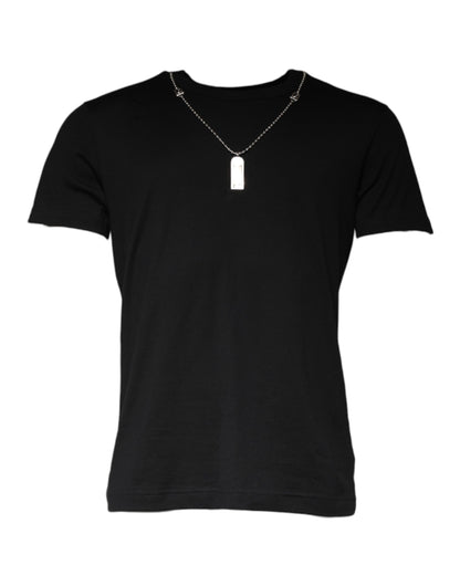 Dolce &amp; Gabbana Camiseta con adornos de collar de algodón negro