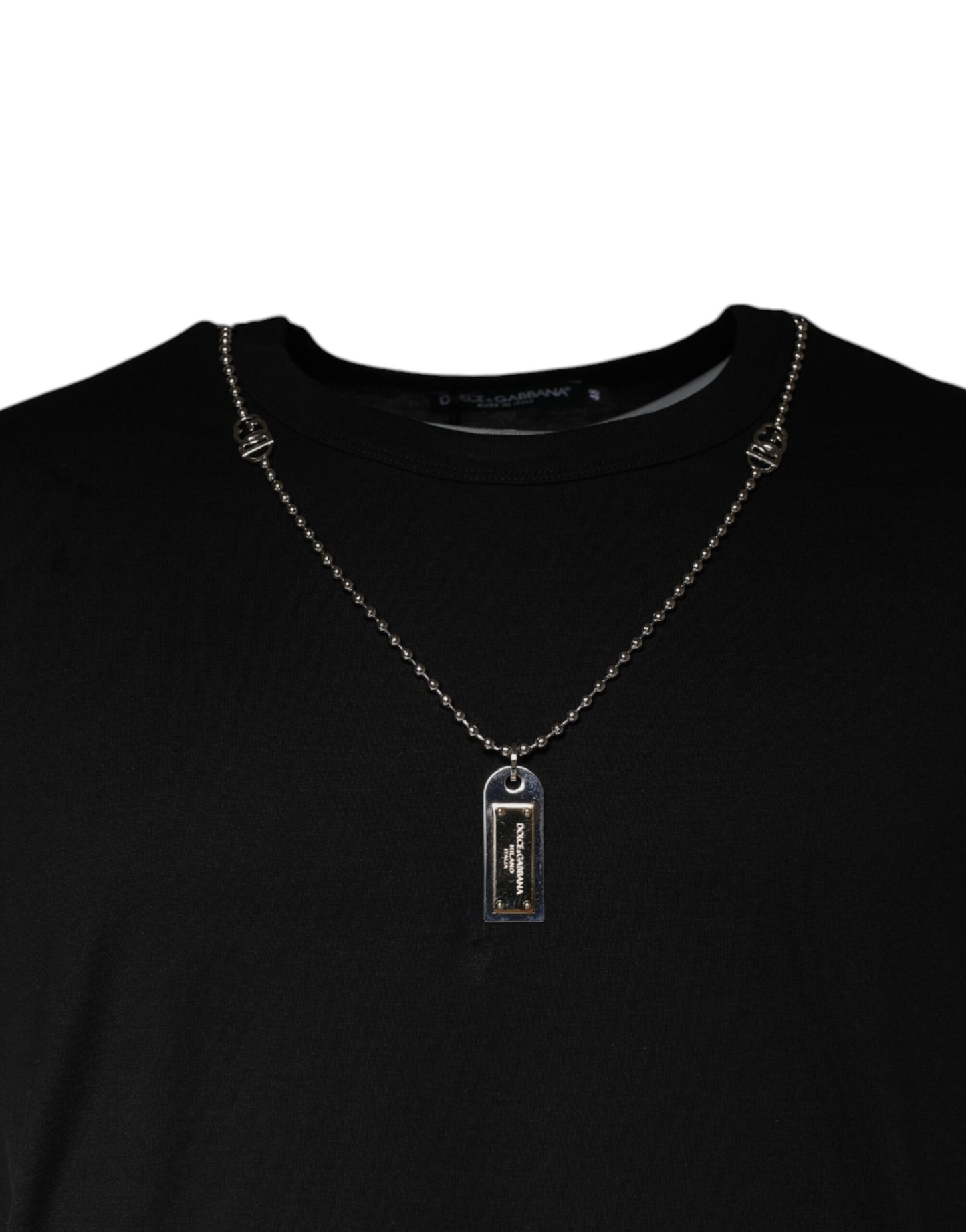 Dolce &amp; Gabbana Camiseta con adornos de collar de algodón negro