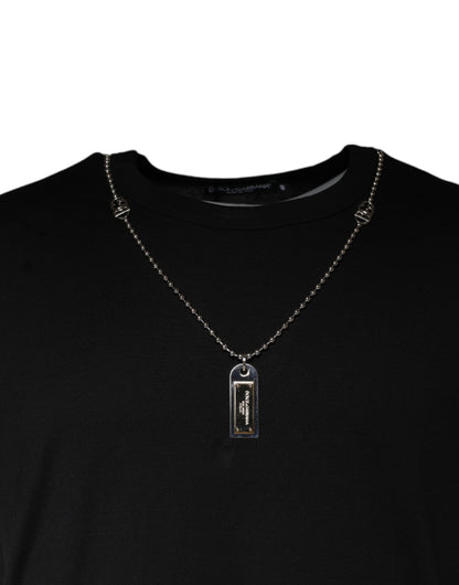 Dolce &amp; Gabbana Camiseta con adornos de collar de algodón negro