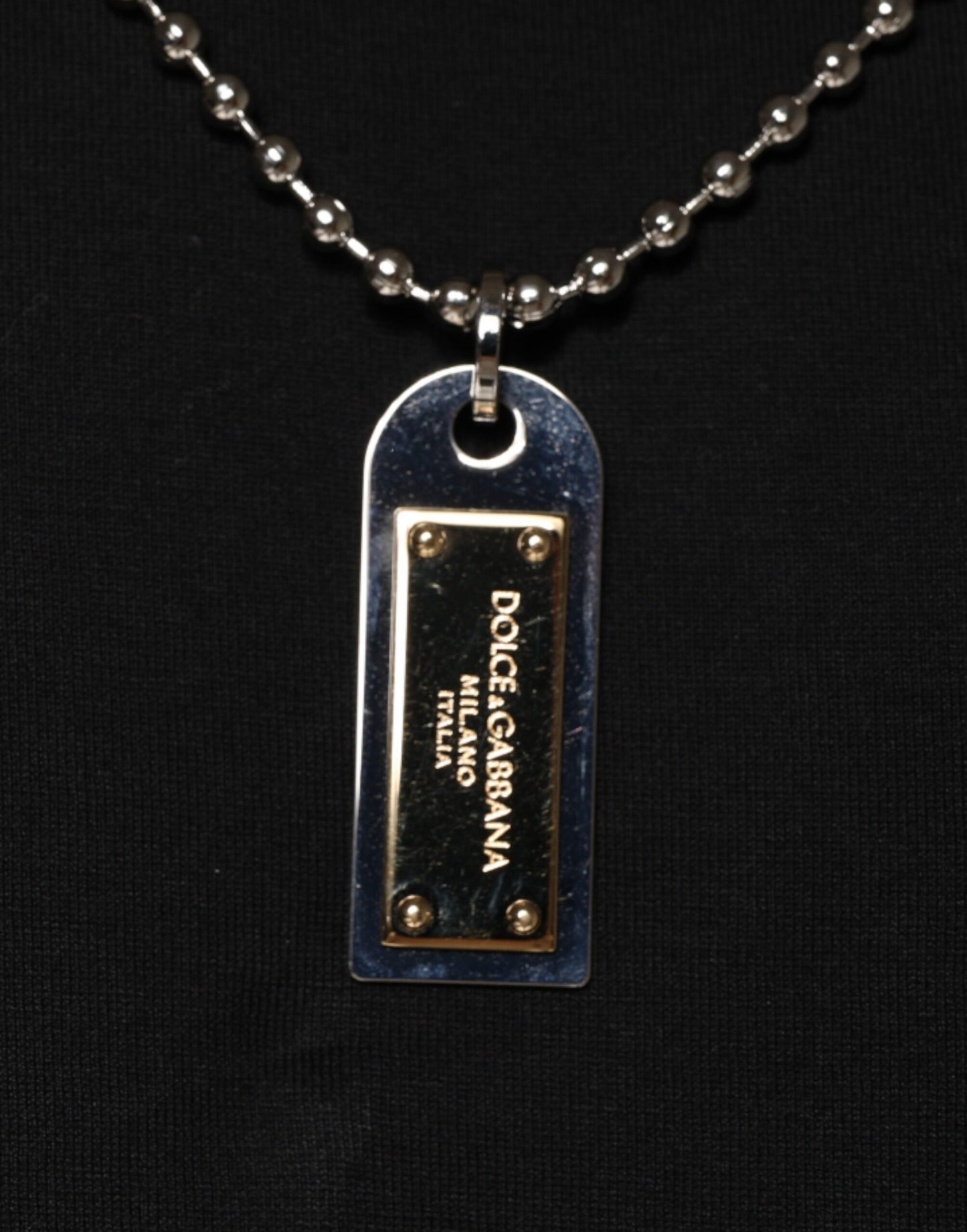 Dolce &amp; Gabbana Camiseta con adornos de collar de algodón negro