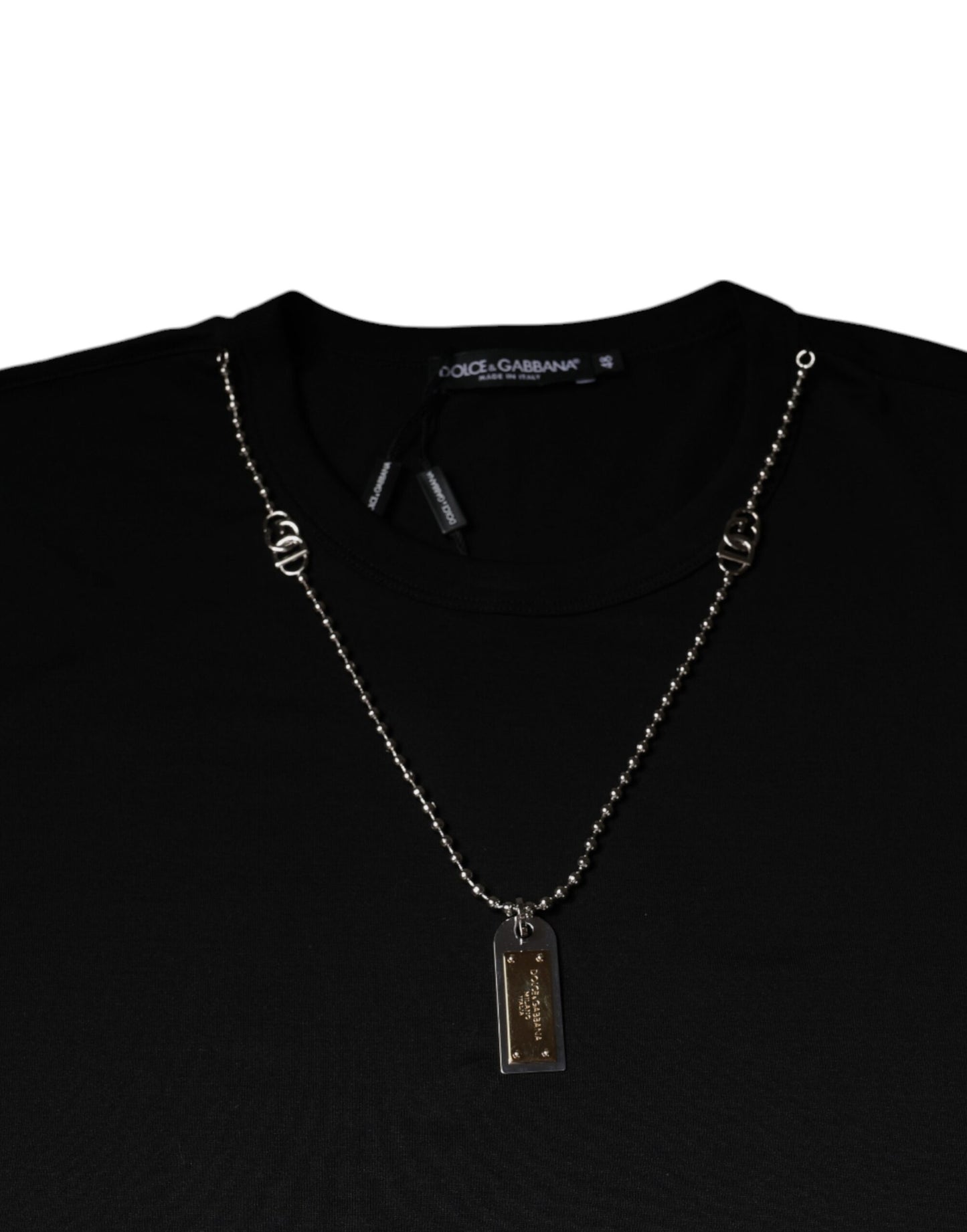 Dolce &amp; Gabbana Camiseta con adornos de collar de algodón negro