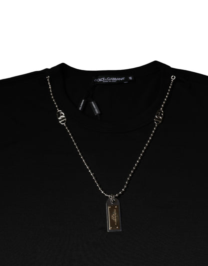 Dolce &amp; Gabbana Camiseta con adornos de collar de algodón negro