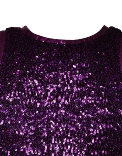Dolce &amp; Gabbana Camiseta sin mangas con cuello redondo y lentejuelas moradas