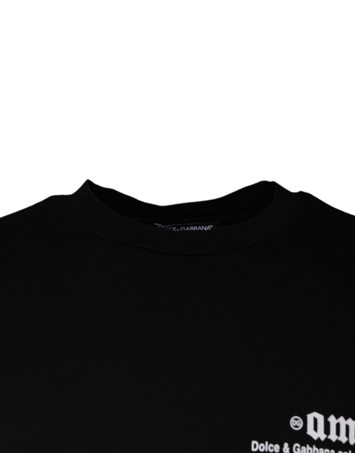 Dolce &amp; Gabbana Camiseta negra con cuello redondo y algodón con estampado Amore