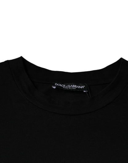 Dolce &amp; Gabbana Camiseta negra con cuello redondo y algodón con estampado Amore