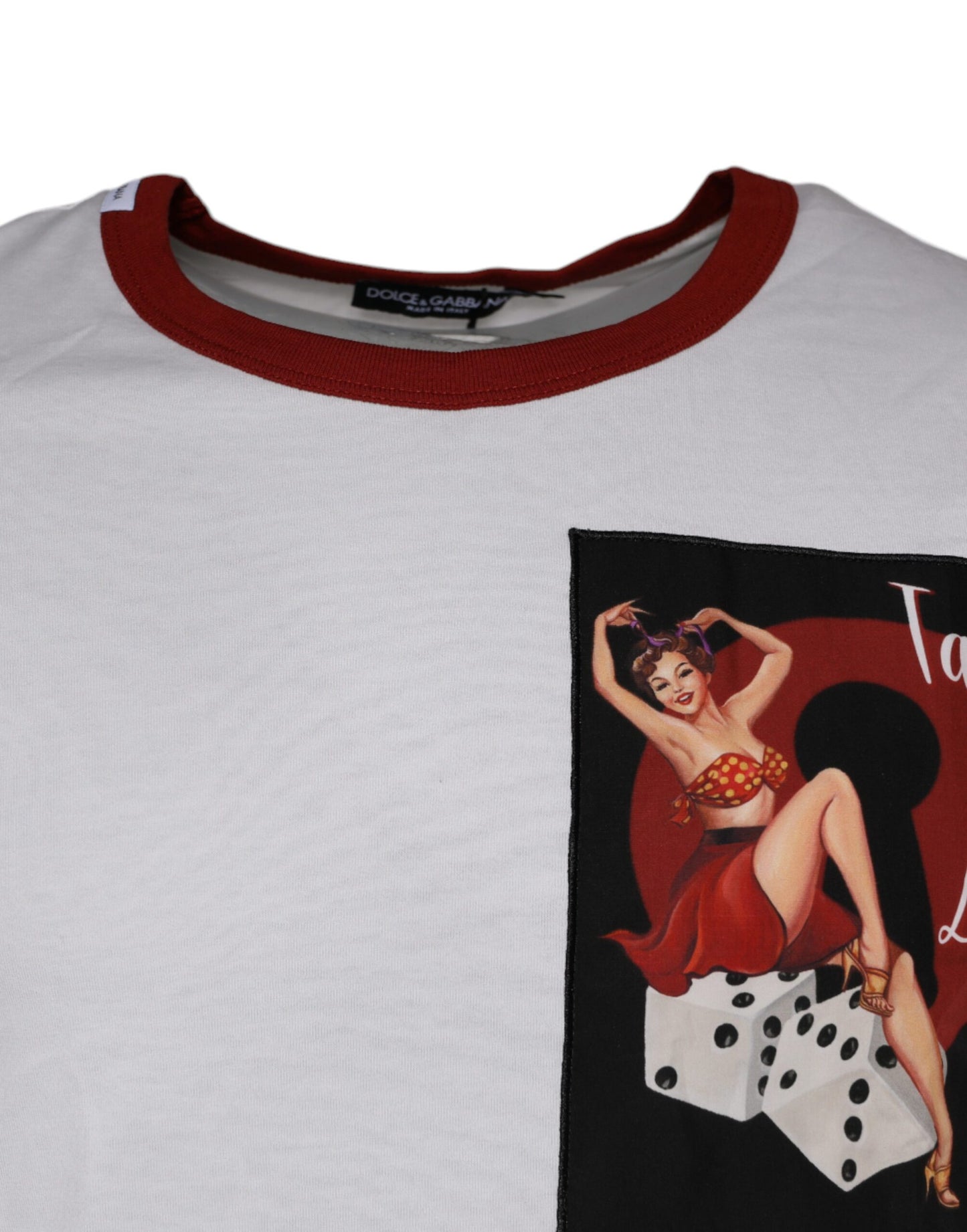 Dolce &amp; Gabbana Camiseta blanca con cuello redondo y estampado gráfico de algodón