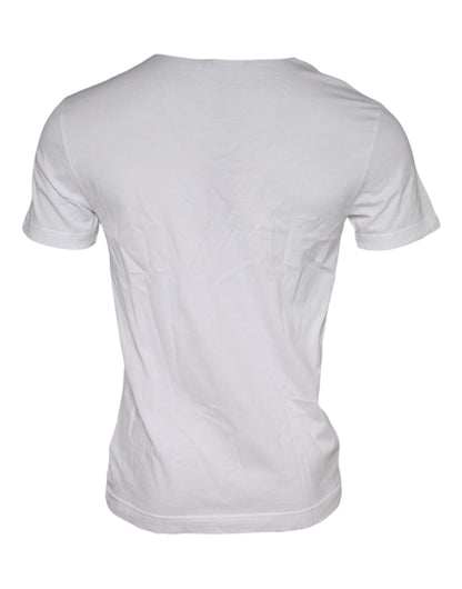 Dolce &amp; Gabbana Camiseta blanca con cuello redondo y estampado gráfico de algodón