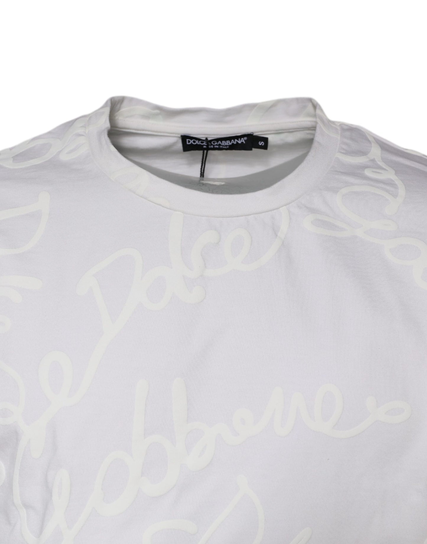 Dolce &amp; Gabbana Camiseta blanca con cuello redondo y estampado de logo
