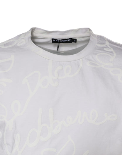 Dolce &amp; Gabbana Camiseta blanca con cuello redondo y estampado de logo