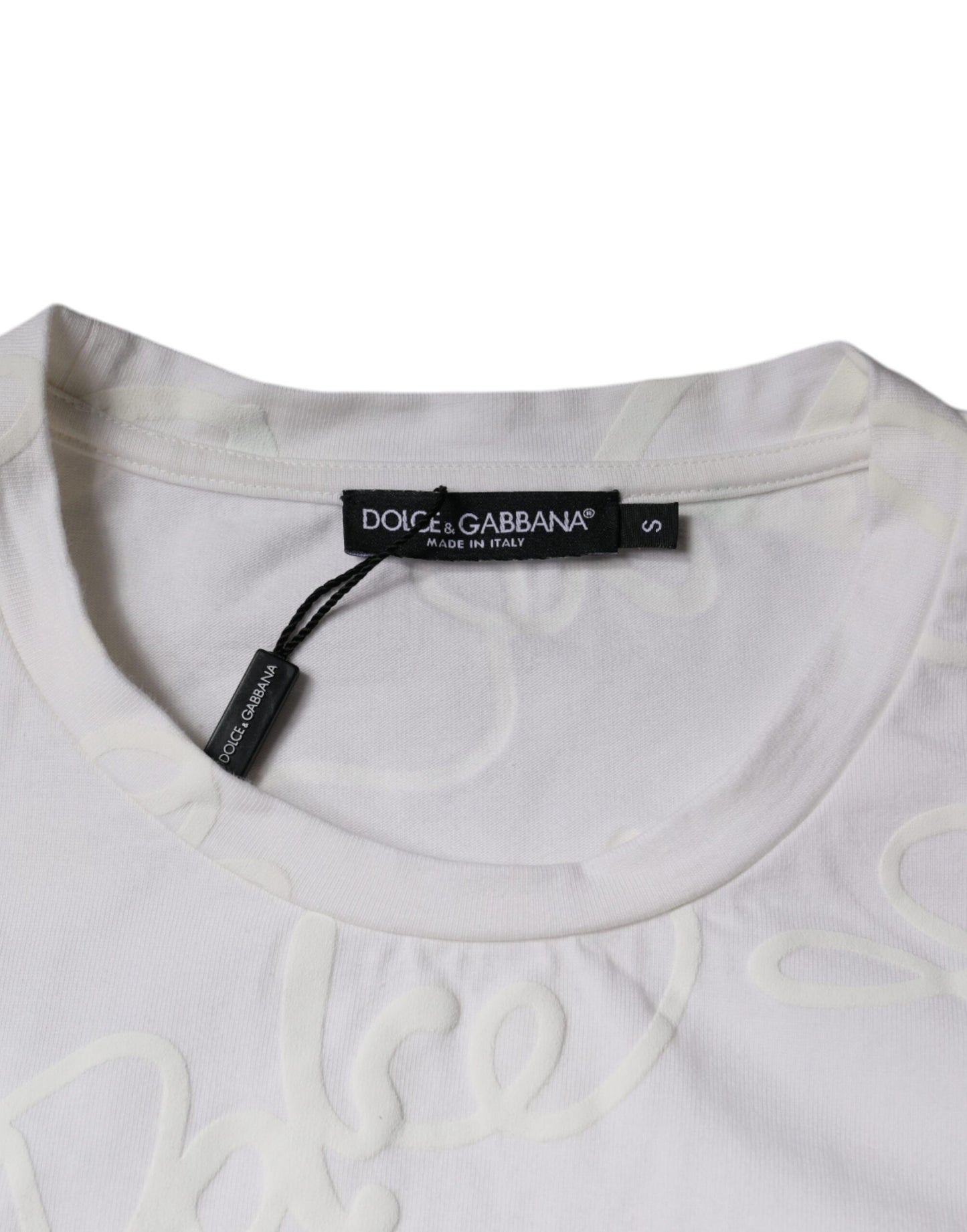 Dolce &amp; Gabbana Camiseta blanca con cuello redondo y estampado de logo