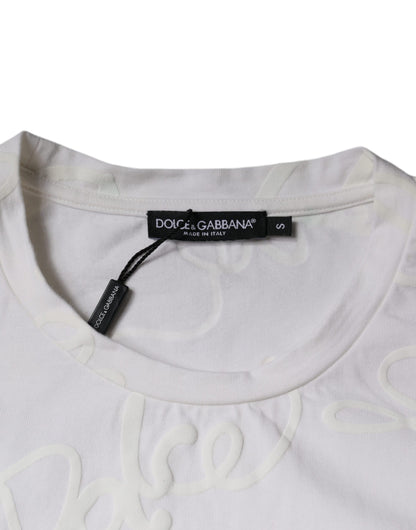 Dolce &amp; Gabbana Camiseta blanca con cuello redondo y estampado de logo