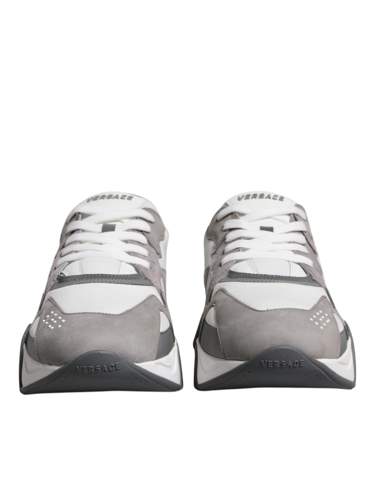 Versace Zapatillas bajas Squalo de neopreno de cuero gris Zapatos