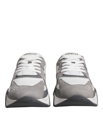 Versace Zapatillas bajas Squalo de neopreno de cuero gris Zapatos