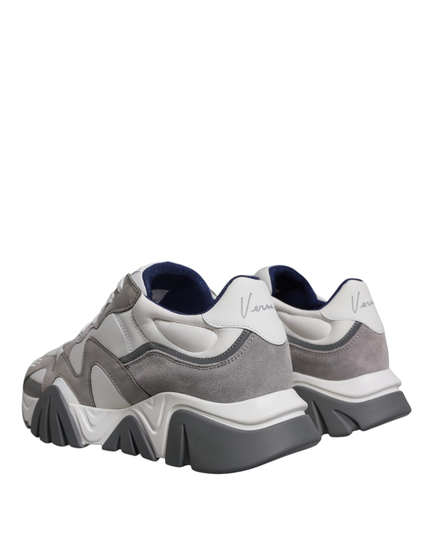 Versace Zapatillas bajas Squalo de neopreno de cuero gris Zapatos