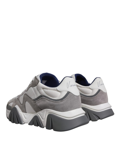 Versace Zapatillas bajas Squalo de neopreno de cuero gris Zapatos