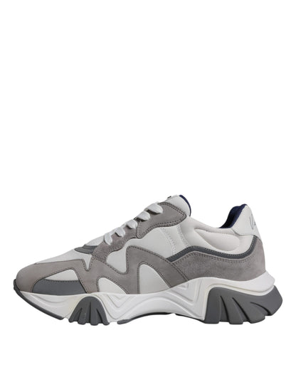 Versace Zapatillas bajas Squalo de neopreno de cuero gris Zapatos