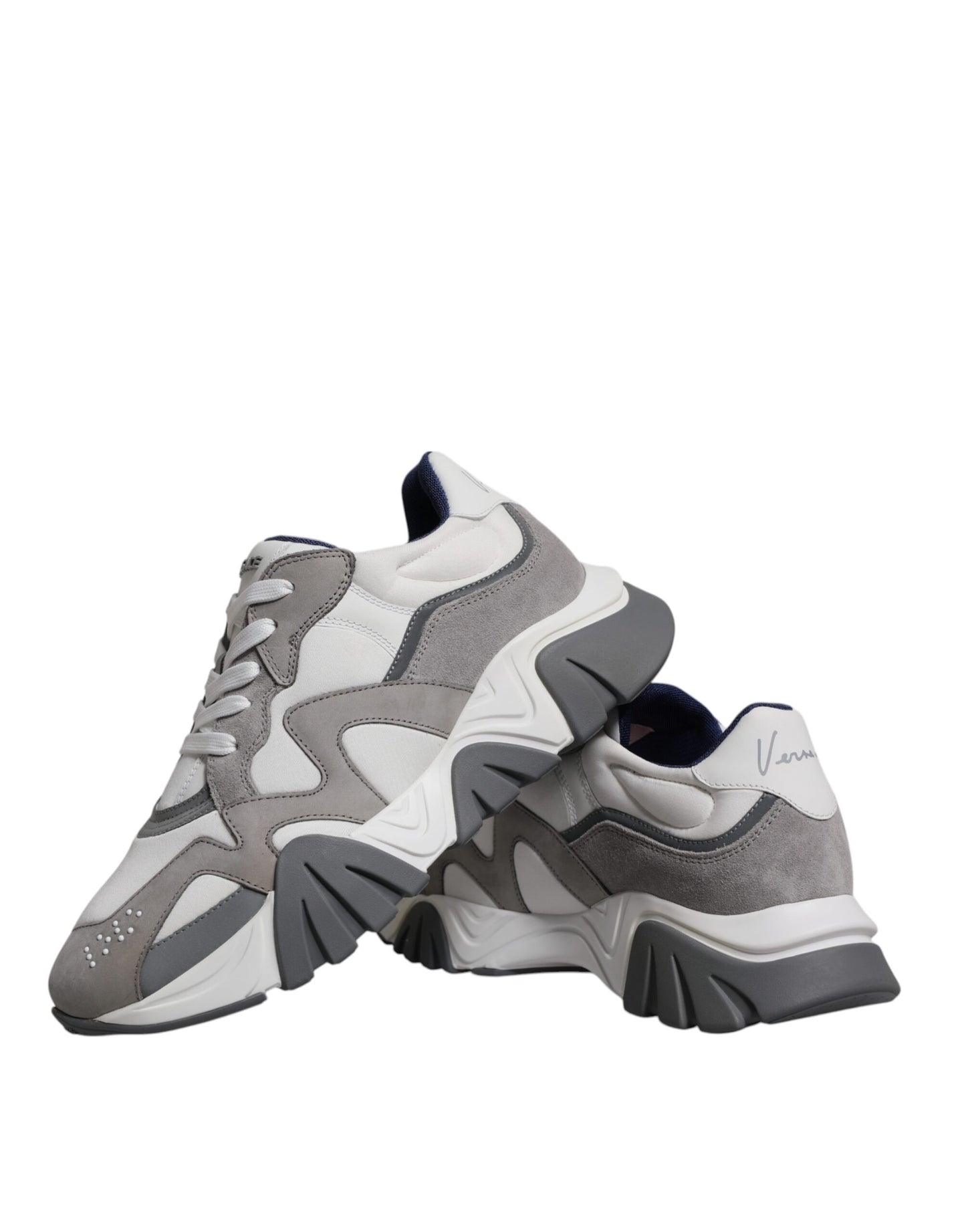 Versace Zapatillas bajas Squalo de neopreno de cuero gris Zapatos