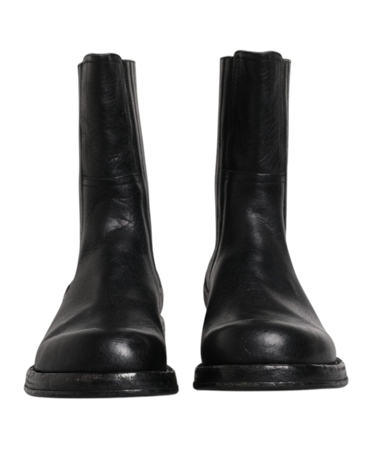 Dolce &amp; Gabbana Botas a media pantorrilla de cuero de caballo negro Zapatos