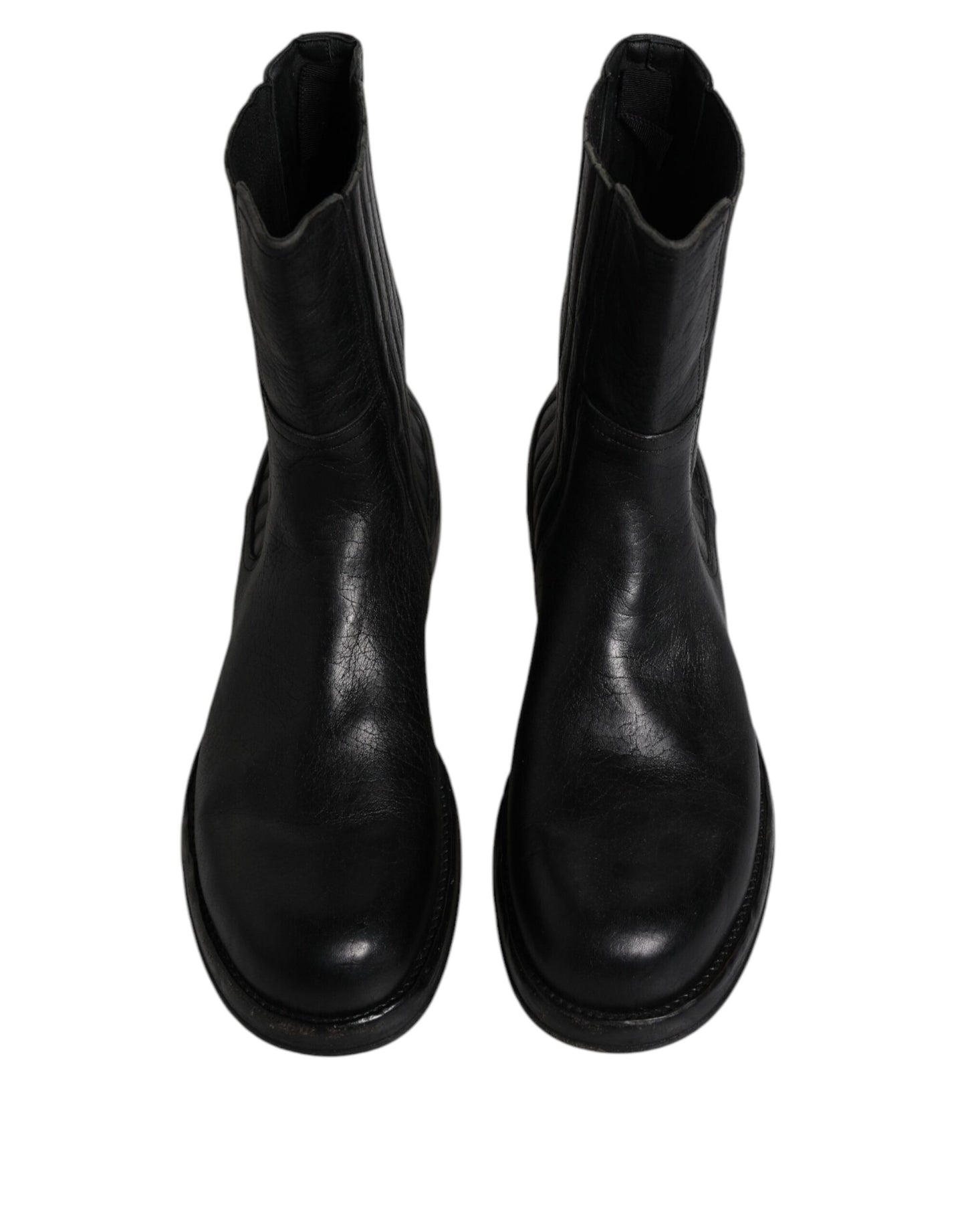 Dolce &amp; Gabbana Botas a media pantorrilla de cuero de caballo negro Zapatos