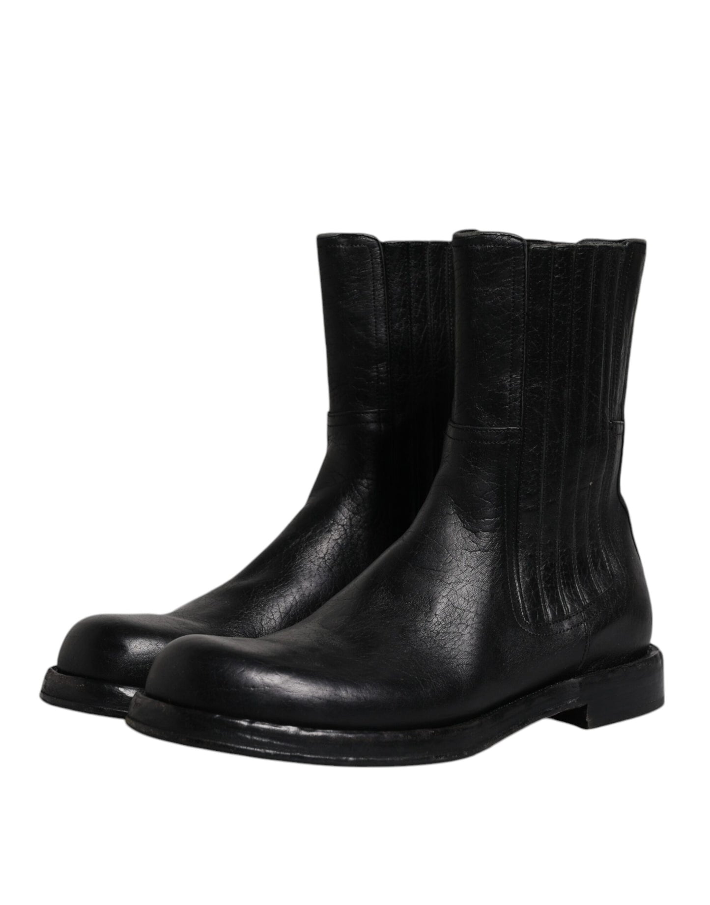 Dolce &amp; Gabbana Botas a media pantorrilla de cuero de caballo negro Zapatos