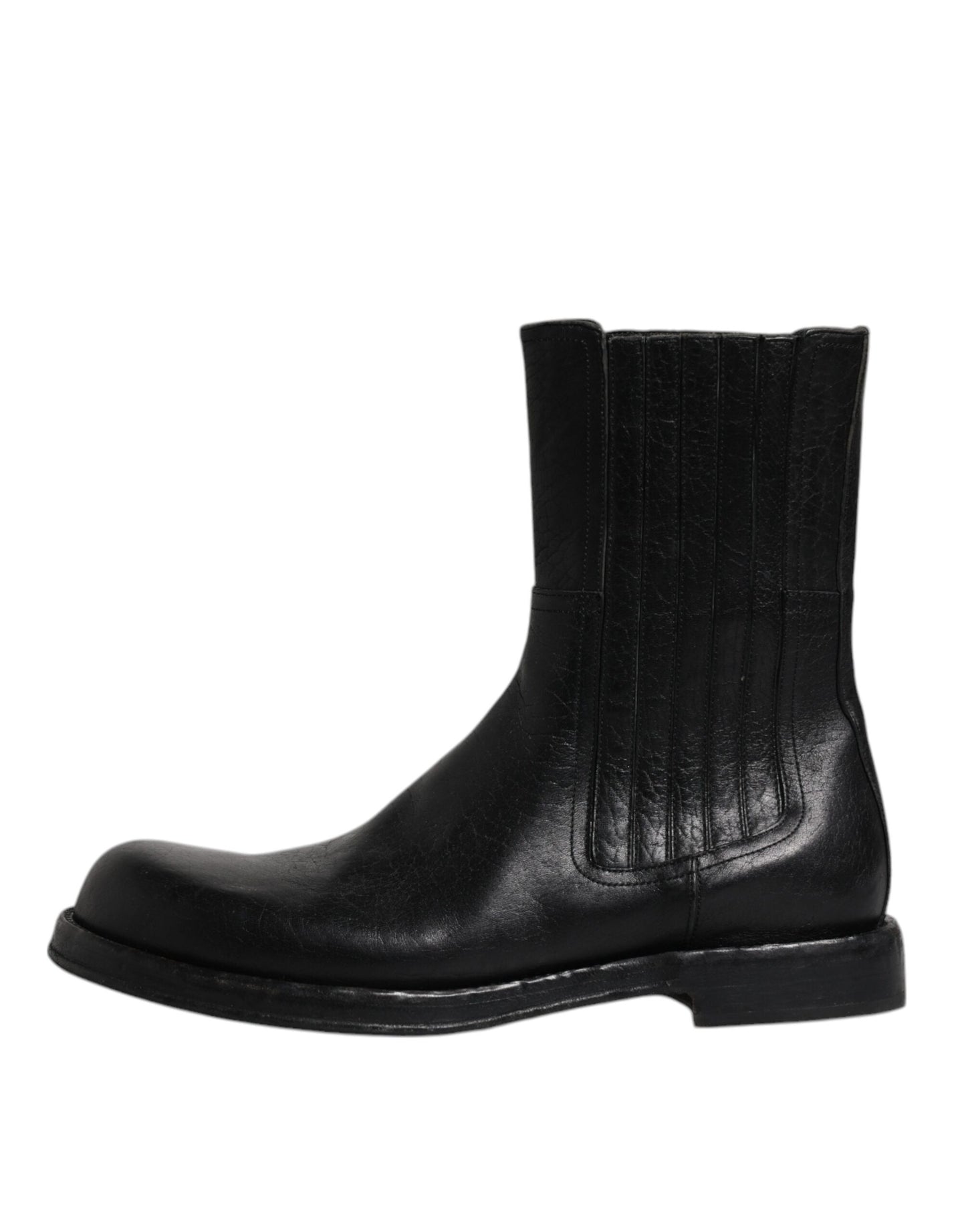 Dolce &amp; Gabbana Botas a media pantorrilla de cuero de caballo negro Zapatos