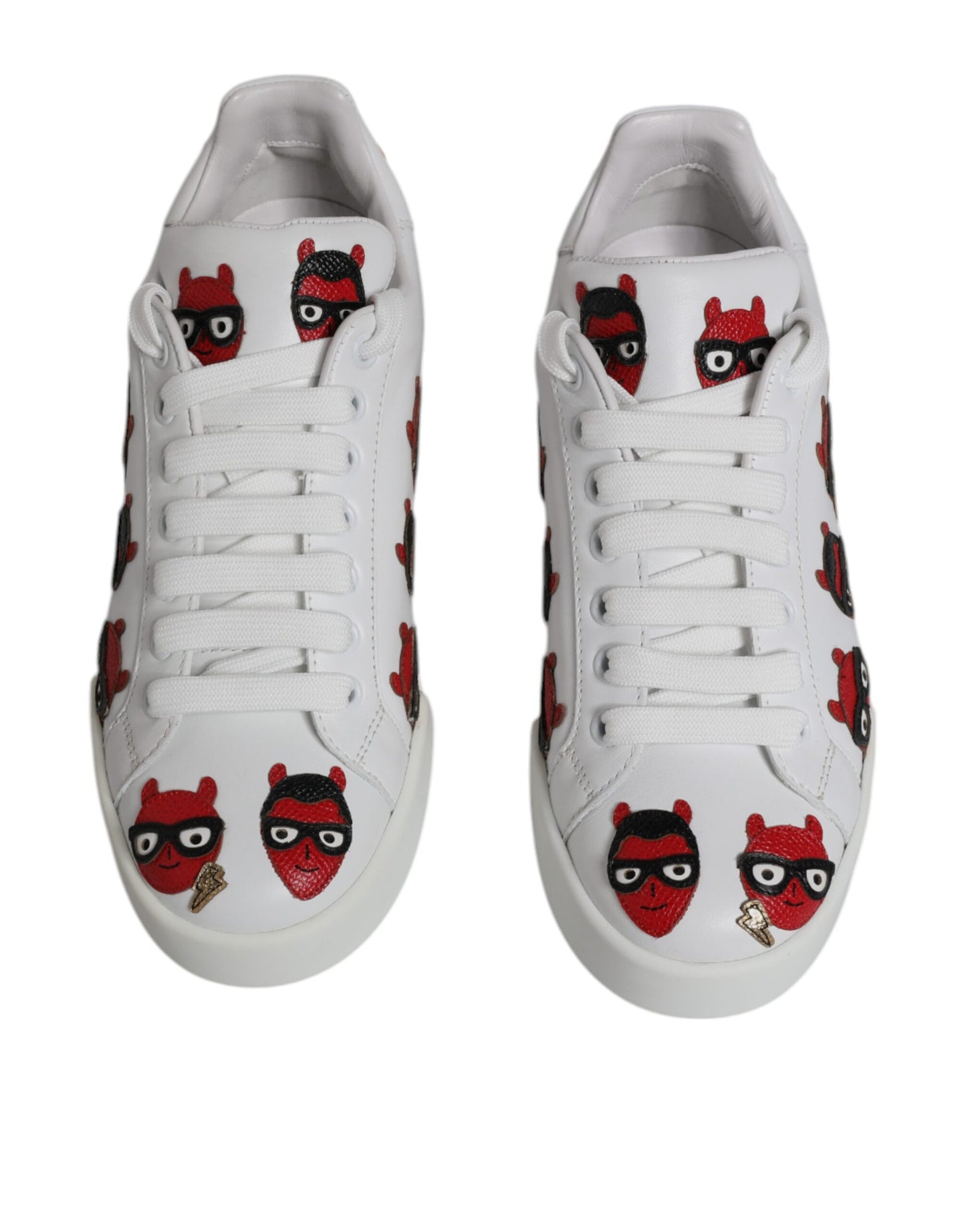 Dolce &amp; Gabbana Zapatillas Portofino Con Cara Del Diablo Blancas Zapatos