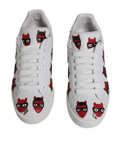 Dolce &amp; Gabbana Zapatillas Portofino Con Cara Del Diablo Blancas Zapatos