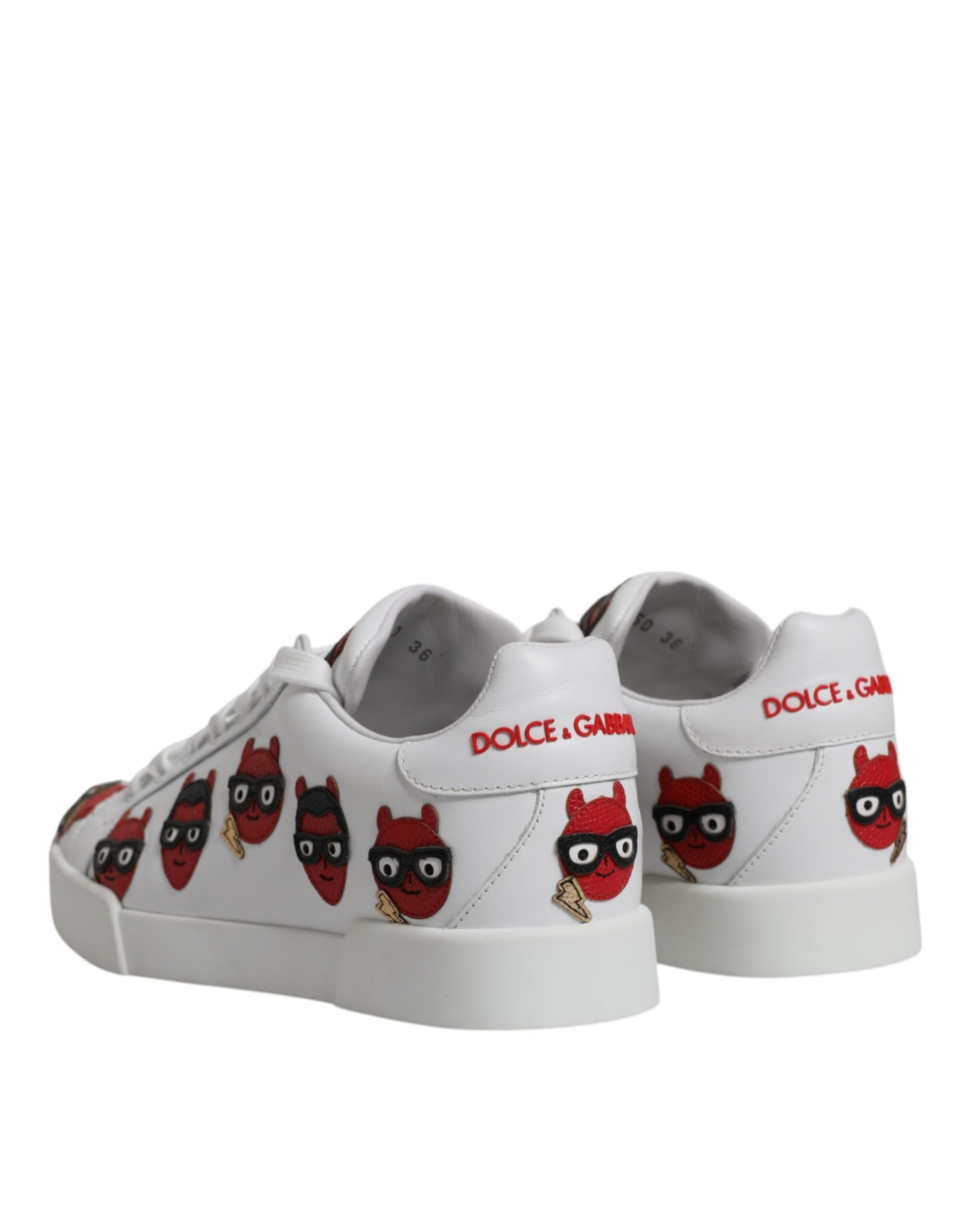 Dolce &amp; Gabbana Zapatillas Portofino Con Cara Del Diablo Blancas Zapatos