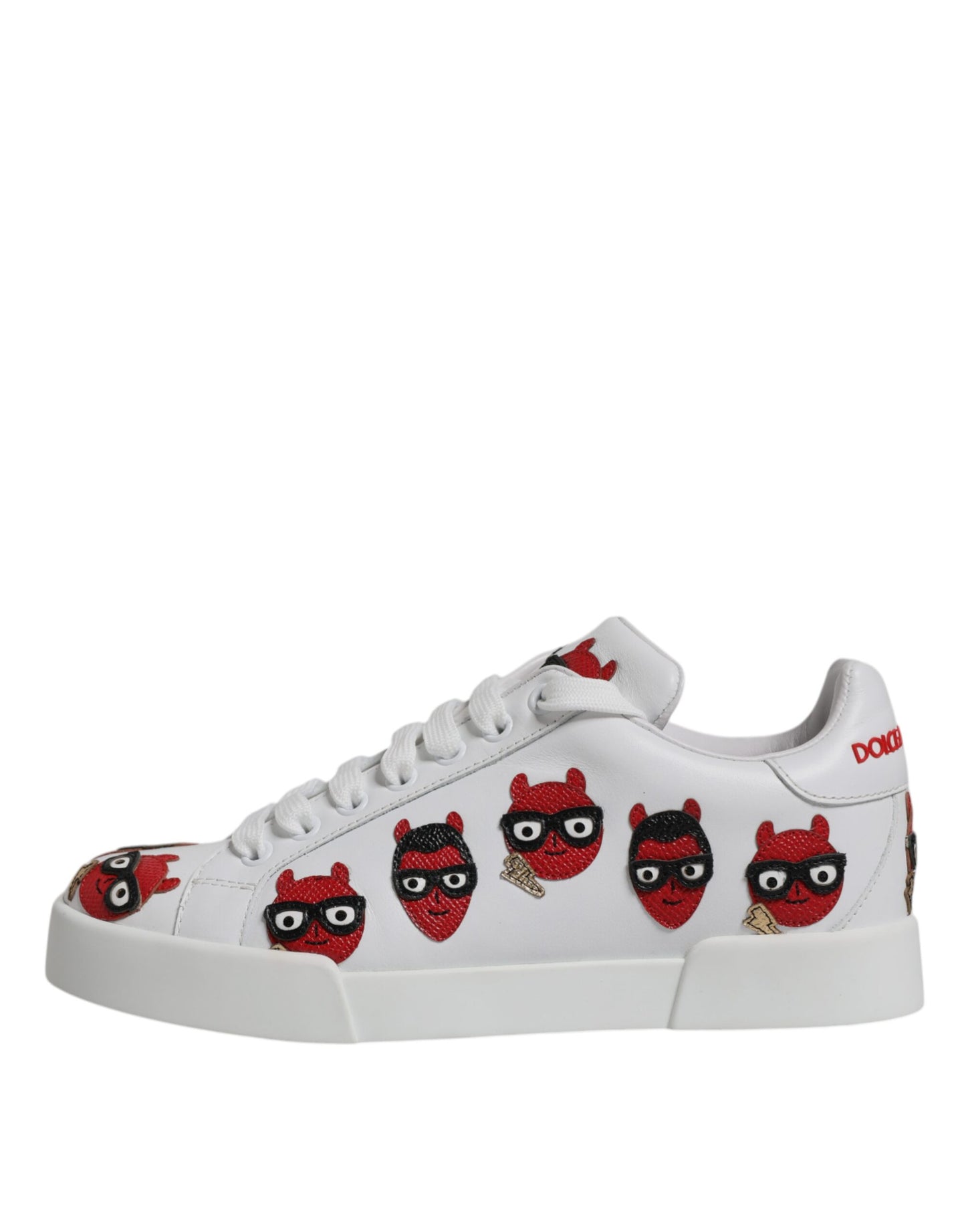 Dolce &amp; Gabbana Zapatillas Portofino Con Cara Del Diablo Blancas Zapatos