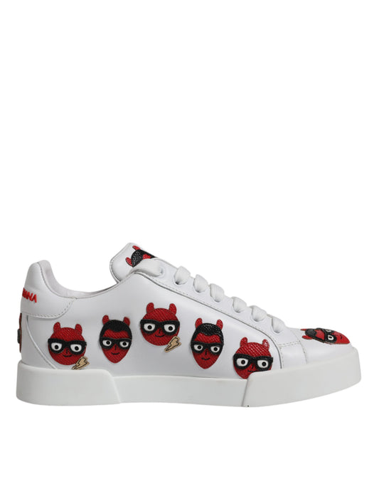Dolce &amp; Gabbana Zapatillas Portofino Con Cara Del Diablo Blancas Zapatos