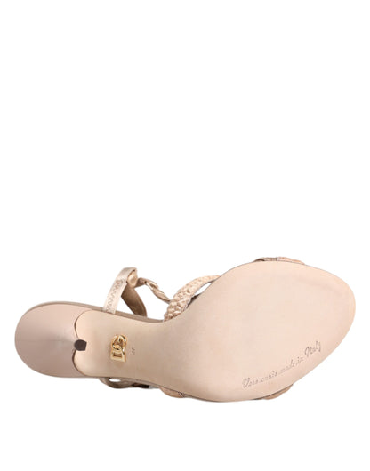 Dolce &amp; Gabbana Sandalias de tacón con tira trasera Keira beige Zapatos