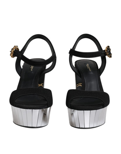 Dolce &amp; Gabbana Sandalias con plataforma y tacones de espejo negros Zapatos