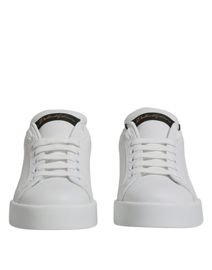 Dolce &amp; Gabbana Zapatillas bajas clásicas de cuero blanco Zapatos